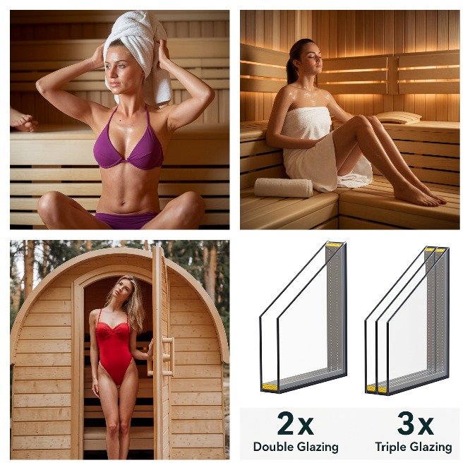 High Standard Sauna Window with Triple Layer Insulation Glass